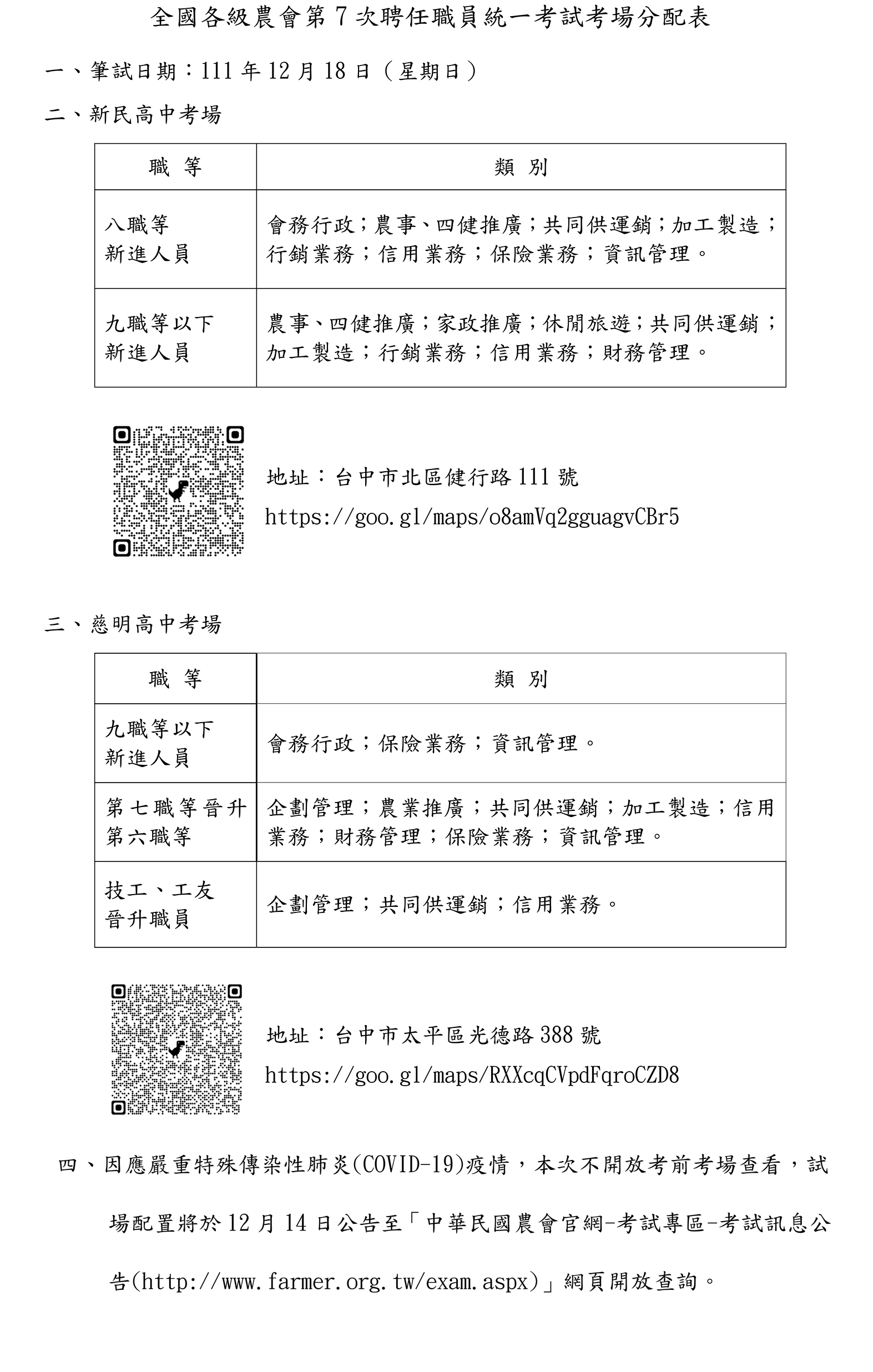 考場分配表